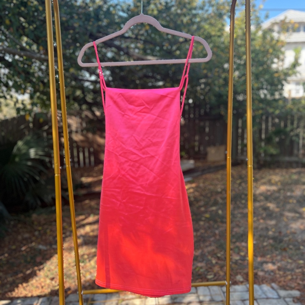 Hot Pink Satin Mini Dress – Size Small